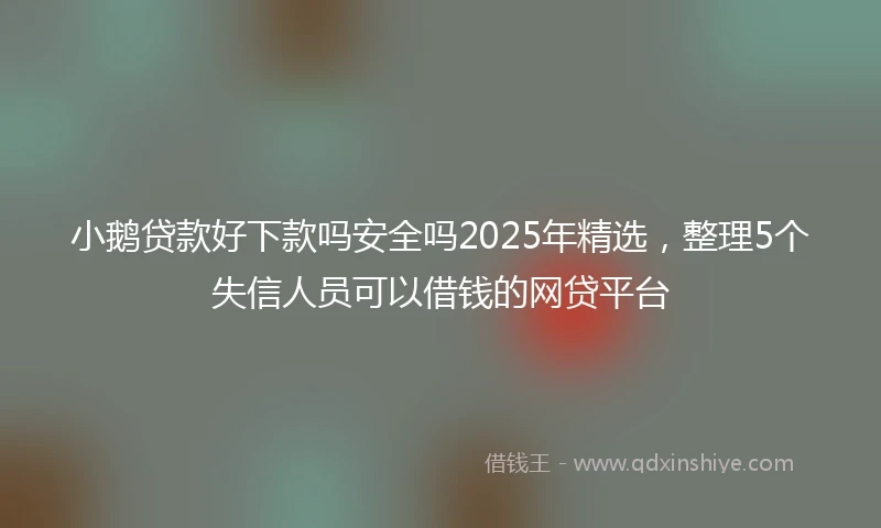 小鹅贷款好下款吗安全吗2025年精选，整理5个失信人员可以借钱的网贷平台