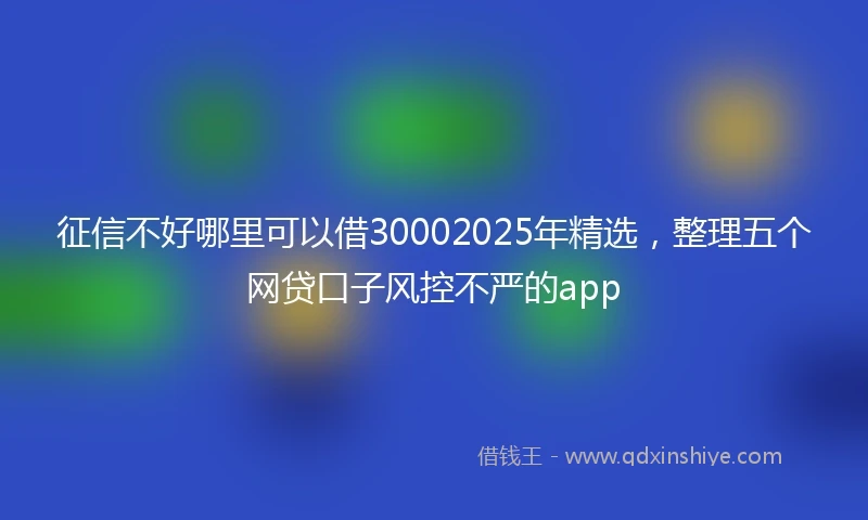 征信不好哪里可以借30002025年精选，整理五个网贷口子风控不严的app