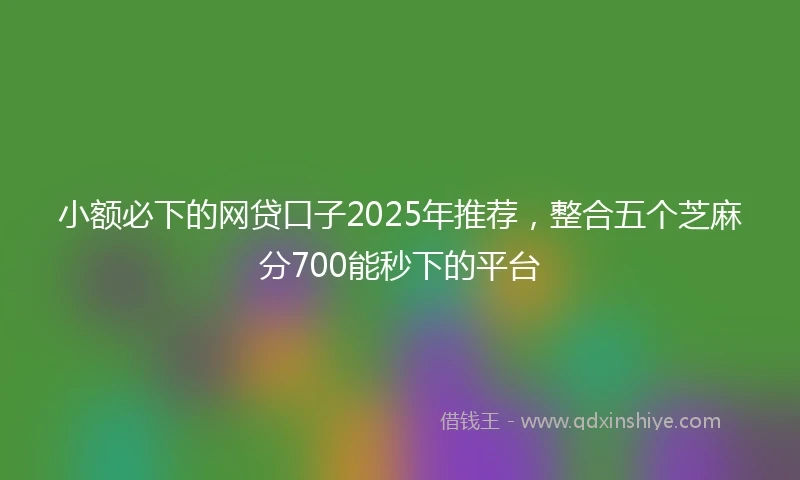 小额必下的网贷口子2025年推荐，整合五个芝麻分700能秒下的平台