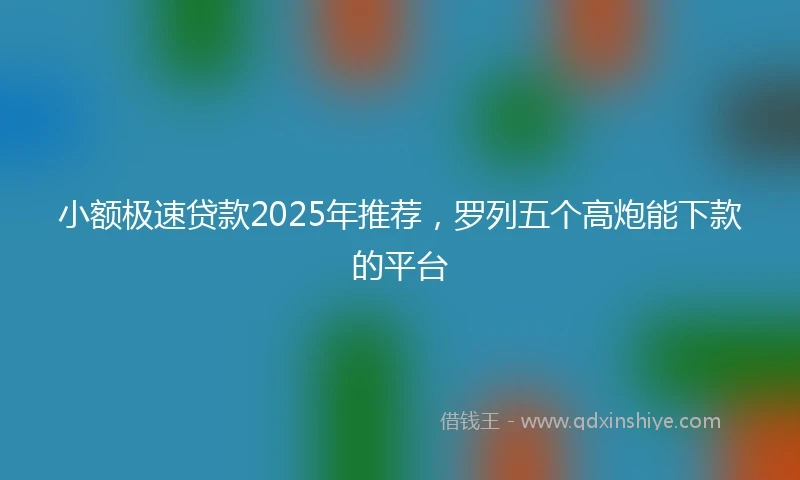 小额极速贷款2025年推荐，罗列五个高炮能下款的平台