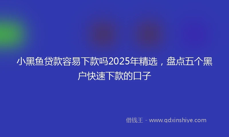 小黑鱼贷款容易下款吗2025年精选，盘点五个黑户快速下款的口子