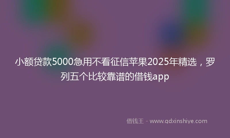小额贷款5000急用不看征信苹果2025年精选，罗列五个比较靠谱的借钱app