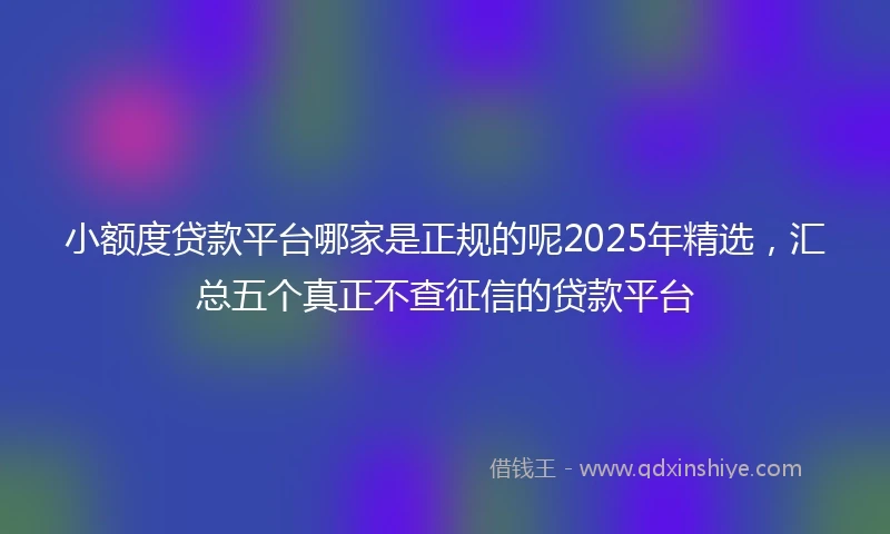 小额度贷款平台哪家是正规的呢2025年精选，汇总五个真正不查征信的贷款平台