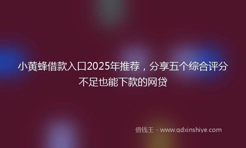 小黄蜂借款入口2025年推荐，分享五个综合评分不足也能下款的网贷