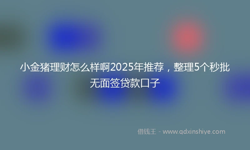 小金猪理财怎么样啊2025年推荐，整理5个秒批无面签贷款口子