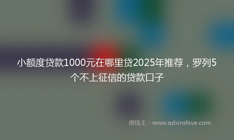 小额度贷款1000元在哪里贷2025年推荐，罗列5个不上征信的贷款口子