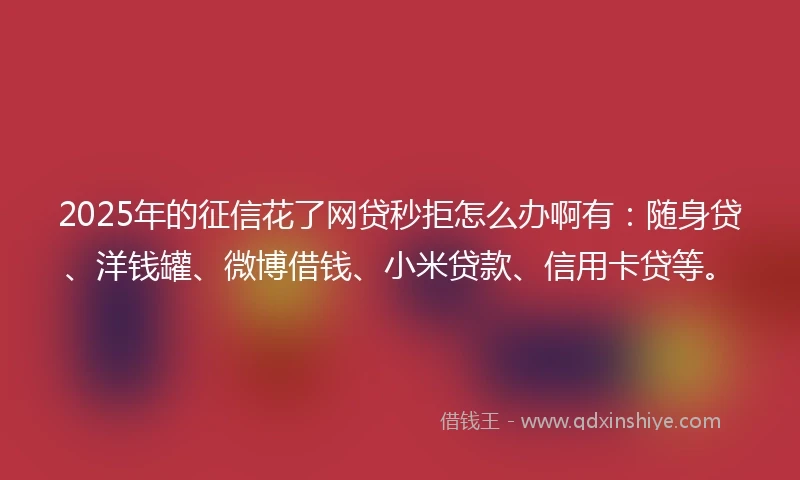 2025年的征信花了网贷秒拒怎么办啊有：随身贷、洋钱罐、微博借钱、小米贷款、信用卡贷等。