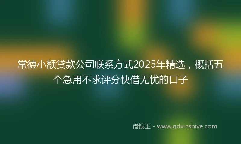 常德小额贷款公司联系方式2025年精选，概括五个急用不求评分快借无忧的口子