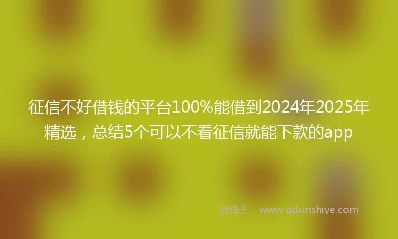 征信不好借钱的平台100%能借到2024年2025年精选,总结5个可以不看征信就能下款的app