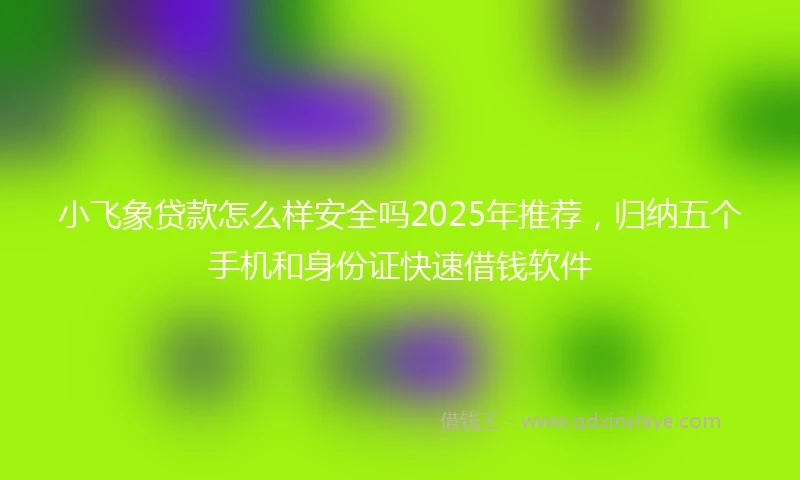 小飞象贷款怎么样安全吗2025年推荐，归纳五个手机和身份证快速借钱软件