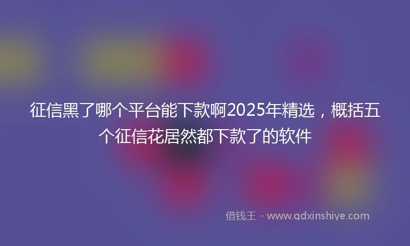 征信黑了哪个平台能下款啊2025年精选，概括五个征信花居然都下款了的软件