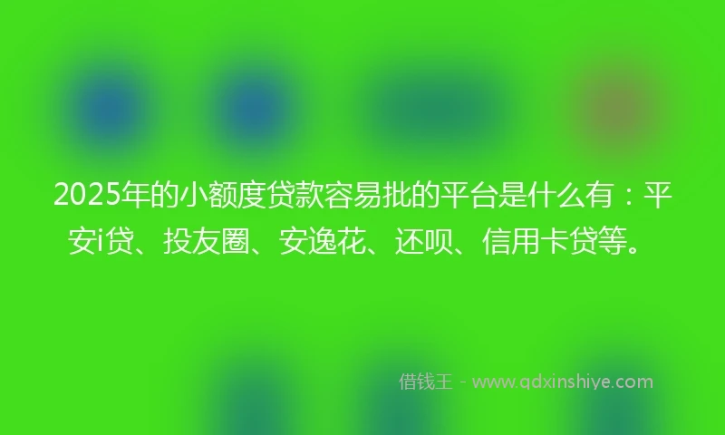 2025年的小额度贷款容易批的平台是什么有：平安i贷、投友圈、安逸花、还呗、信用卡贷等。