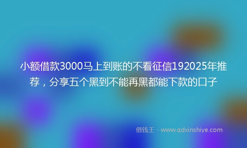 小额借款3000马上到账的不看征信192025年推荐，分享五个黑到不能再黑都能下款的口子