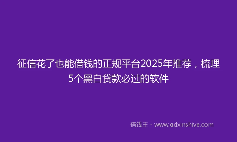 征信花了也能借钱的正规平台2025年推荐，梳理5个黑白贷款必过的软件