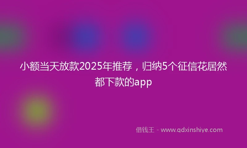 小额当天放款2025年推荐，归纳5个征信花居然都下款的app
