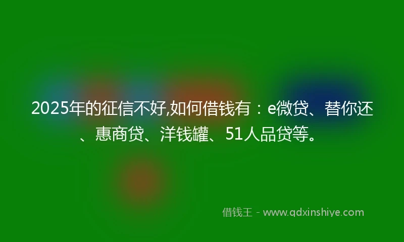 2025年的征信不好,如何借钱有：e微贷、替你还、惠商贷、洋钱罐、51人品贷等。