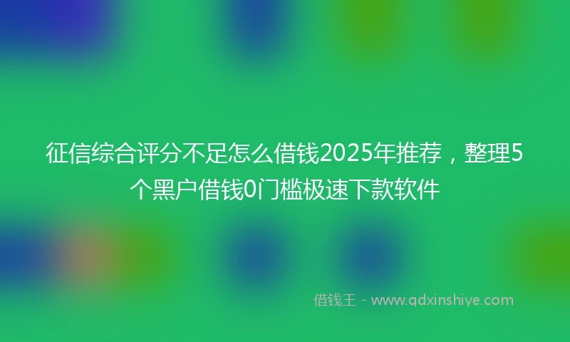 征信综合评分不足怎么借钱2025年推荐，整理5个黑户借钱0门槛极速下款软件