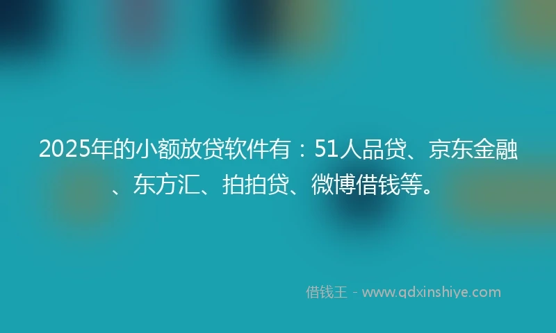 2025年的小额放贷软件有：51人品贷、京东金融、东方汇、拍拍贷、微博借钱等。