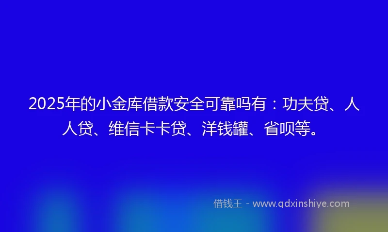 2025年的小金库借款安全可靠吗有：功夫贷、人人贷、维信卡卡贷、洋钱罐、省呗等。