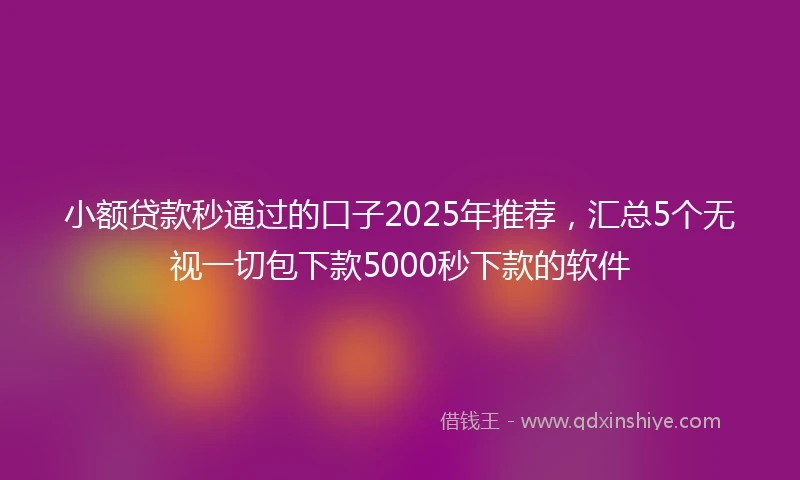 小额贷款秒通过的口子2025年推荐，汇总5个无视一切包下款5000秒下款的软件