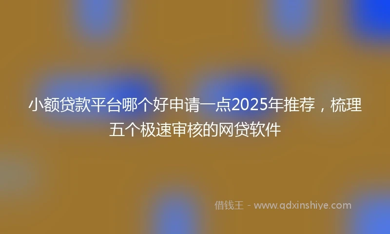 小额贷款平台哪个好申请一点2025年推荐，梳理五个极速审核的网贷软件