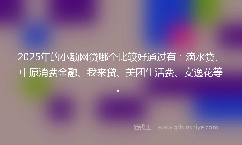 2025年的小额网贷哪个比较好通过有：滴水贷、中原消费金融、我来贷、美团生活费、安逸花等。