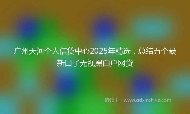 广州天河个人信贷中心2025年精选，总结五个最新口子无视黑白户网贷