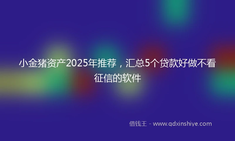 小金猪资产2025年推荐，汇总5个贷款好做不看征信的软件
