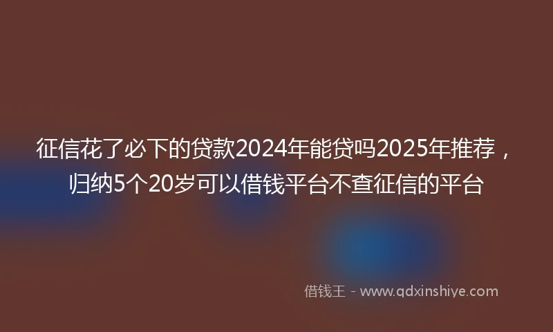 征信花了必下的贷款2024年能贷吗2025年推荐，归纳5个20岁可以借钱平台不查征信的平台