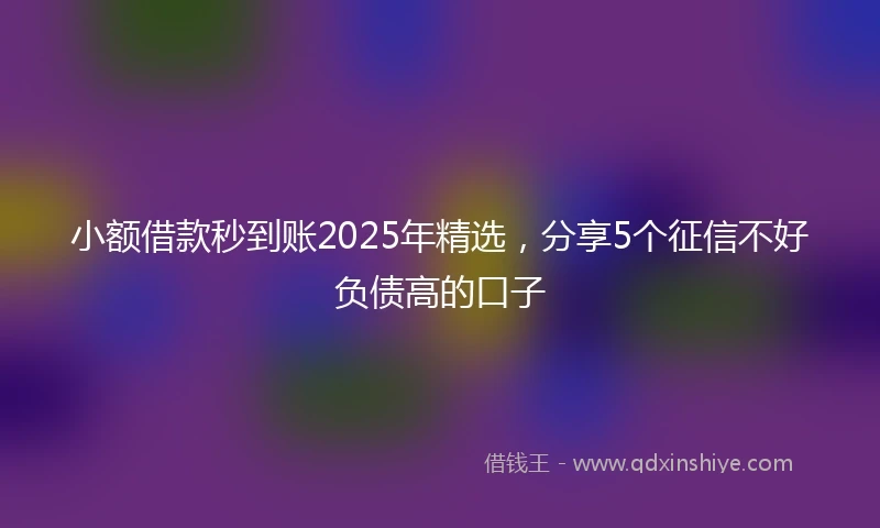 小额借款秒到账2025年精选，分享5个征信不好负债高的口子