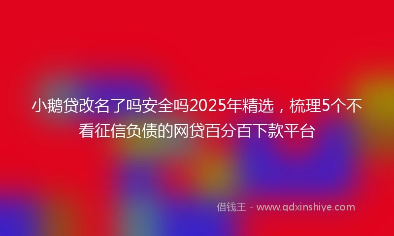 小鹅贷改名了吗安全吗2025年精选，梳理5个不看征信负债的网贷百分百下款平台