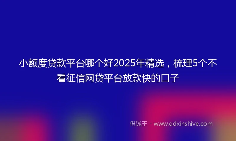 小额度贷款平台哪个好2025年精选，梳理5个不看征信网贷平台放款快的口子