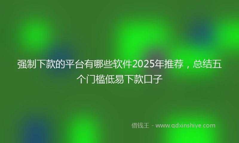 强制下款的平台有哪些软件2025年推荐，总结五个门槛低易下款口子