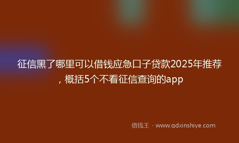 征信黑了哪里可以借钱应急口子贷款2025年推荐，概括5个不看征信查询的app