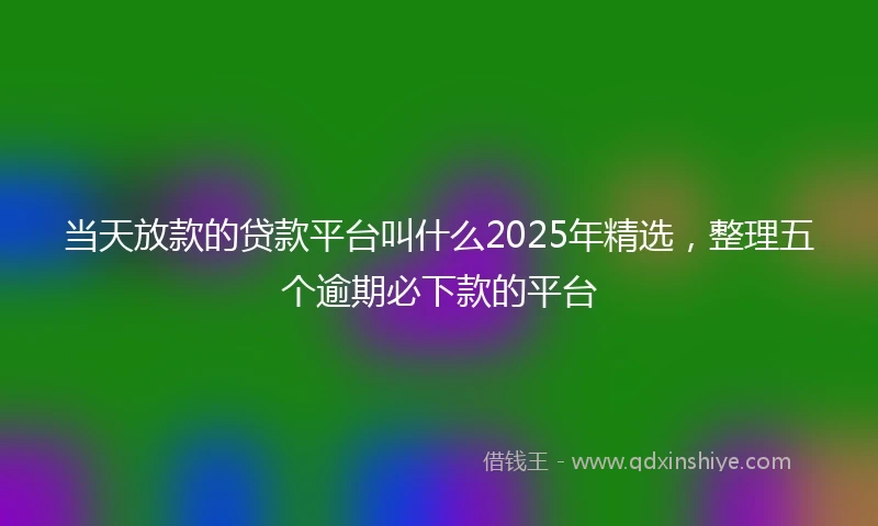 当天放款的贷款平台叫什么2025年精选，整理五个逾期必下款的平台