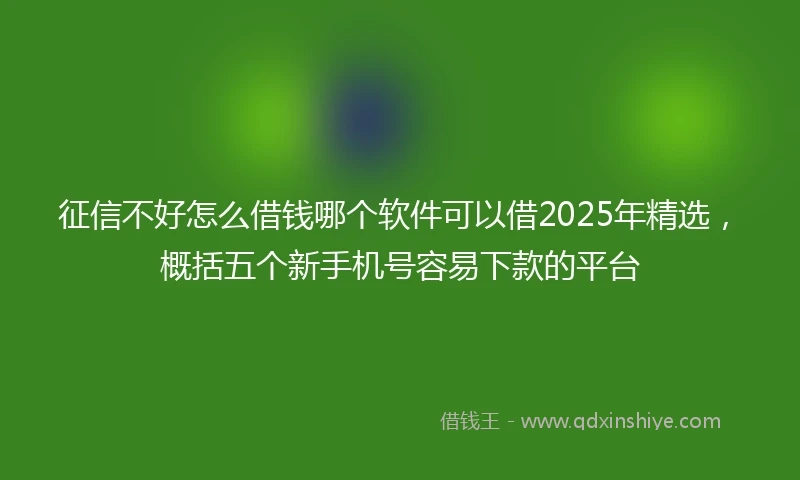征信不好怎么借钱哪个软件可以借2025年精选，概括五个新手机号容易下款的平台