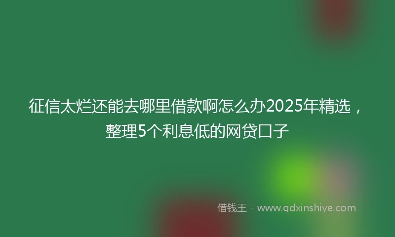 征信太烂还能去哪里借款啊怎么办2025年精选，整理5个利息低的网贷口子