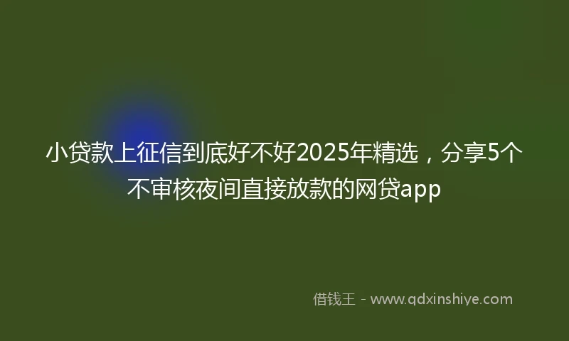 小贷款上征信到底好不好2025年精选，分享5个不审核夜间直接放款的网贷app