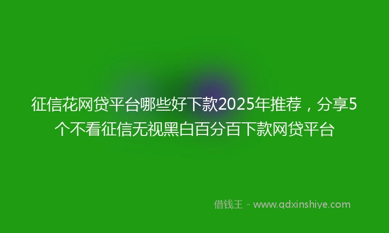 征信花网贷平台哪些好下款2025年推荐，分享5个不看征信无视黑白百分百下款网贷平台