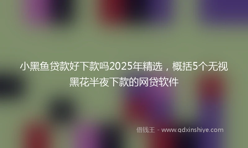 小黑鱼贷款好下款吗2025年精选，概括5个无视黑花半夜下款的网贷软件
