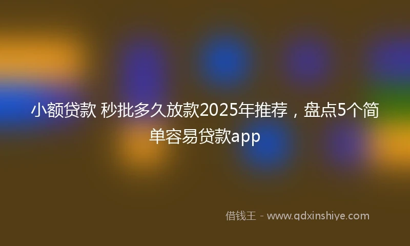 小额贷款 秒批多久放款2025年推荐，盘点5个简单容易贷款app