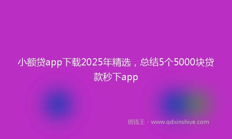小额贷app下载2025年精选，总结5个5000块贷款秒下app