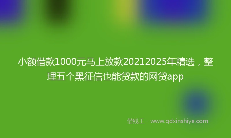 小额借款1000元马上放款20212025年精选，整理五个黑征信也能贷款的网贷app