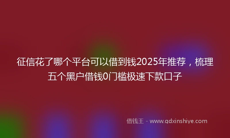 征信花了哪个平台可以借到钱2025年推荐，梳理五个黑户借钱0门槛极速下款口子