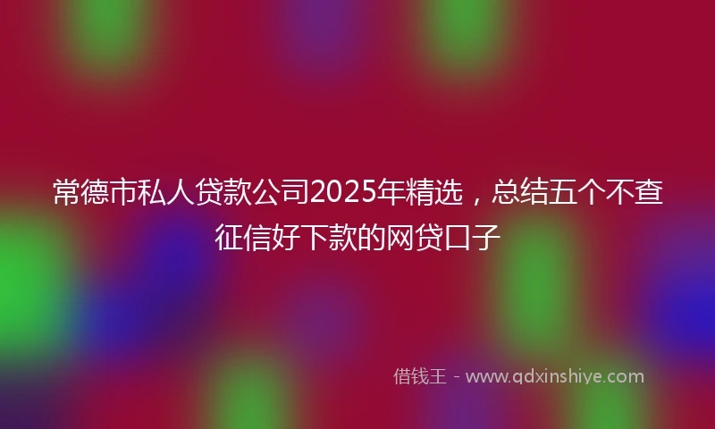 常德市私人贷款公司2025年精选，总结五个不查征信好下款的网贷口子