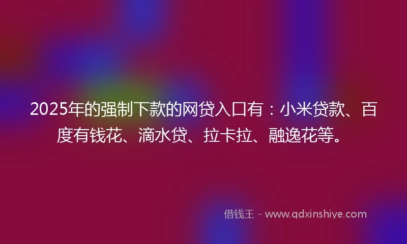 2025年的强制下款的网贷入口有：小米贷款、百度有钱花、滴水贷、拉卡拉、融逸花等。