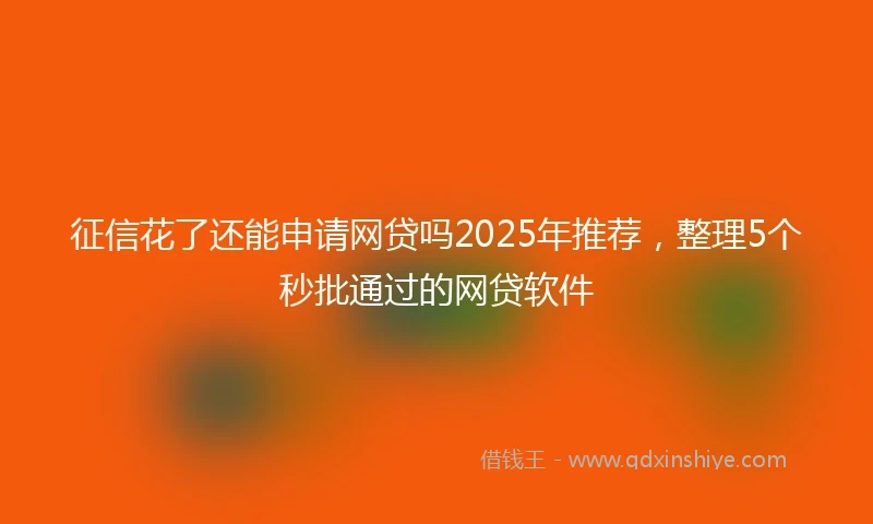 征信花了还能申请网贷吗2025年推荐，整理5个秒批通过的网贷软件
