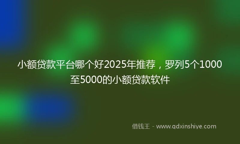 小额贷款平台哪个好2025年推荐，罗列5个1000至5000的小额贷款软件