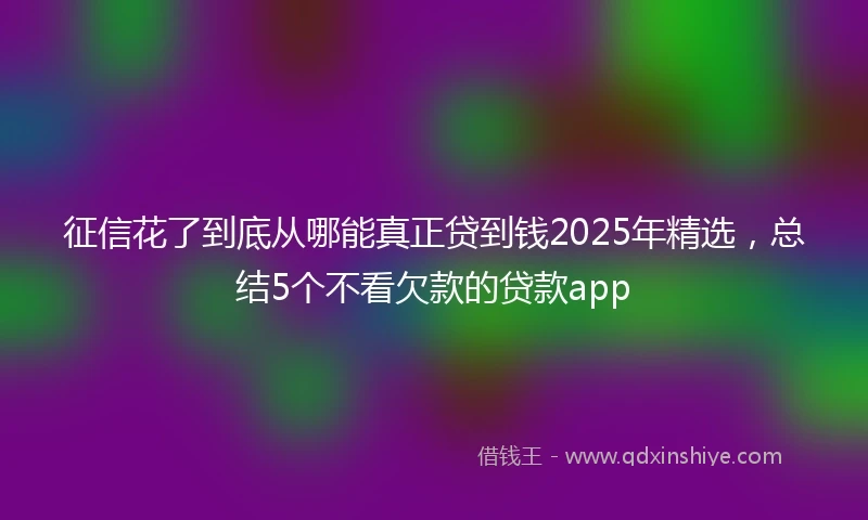 征信花了到底从哪能真正贷到钱2025年精选，总结5个不看欠款的贷款app