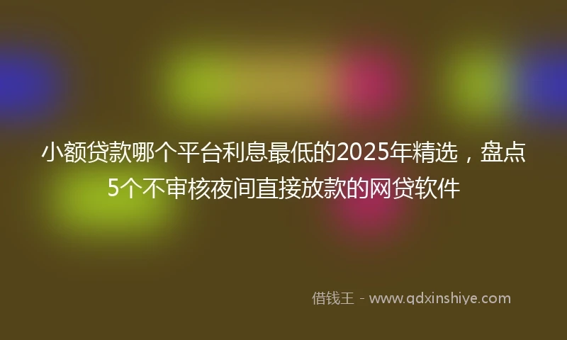 小额贷款哪个平台利息最低的2025年精选，盘点5个不审核夜间直接放款的网贷软件